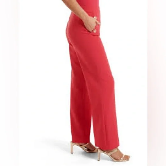 Megan Button Wide Leg Pant In Raspberry Pink - Picture 6 of 6